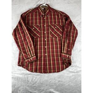 90s Mens Tommy Hilfiger Plaid Logo Pocket Long Sleeve Shirt Size Large‎
